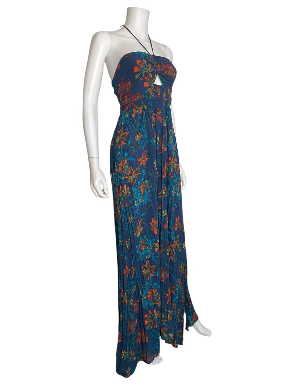 Free People One Step Ahead Maxi Dress Blue Floral Boho Sleeveless Size Large L - Picture 3 of 8